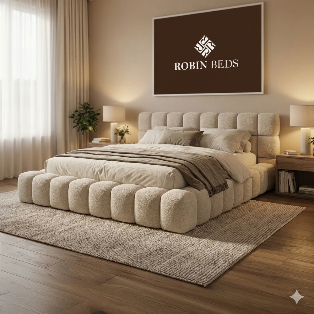 Luxury Bouclé Bubble Bed Frame – Modern Upholstered Designer Bed | Robin Beds UK