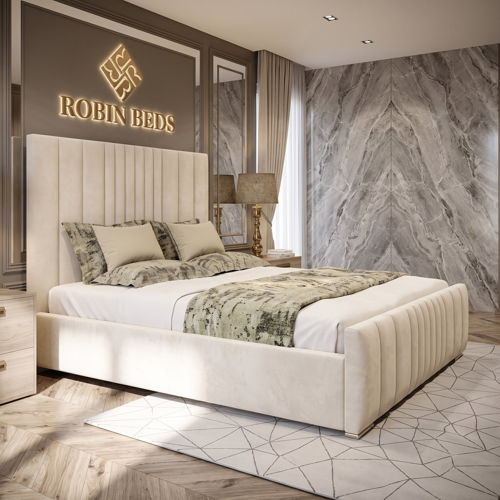 Manhattan Panal Bed Frame (Optional Ottoman Storage & Mattress) - Image 2