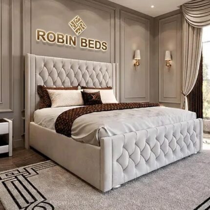 Velora Velvet Storage Ottoman Bed  .