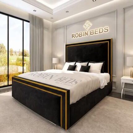 Luxury Wingback Upholstered Bed Frame – Modern Velvet Bed with Panel Headboard | Robin Beds UK 5