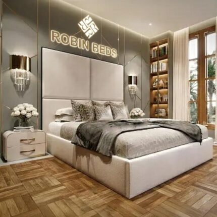 Luxury Wingback Upholstered Bed Frame – Modern Velvet Bed with Panel Headboard | Robin Beds UK 6