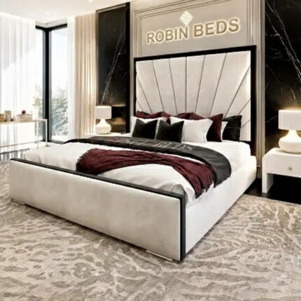 Luxury Wingback Upholstered Bed Frame – Modern Velvet Bed with Panel Headboard | Robin Beds UK 8