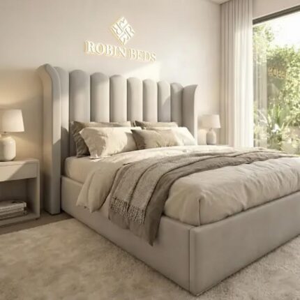 Luxury Wingback Upholstered Bed Frame – Modern Velvet Bed with Panel Headboard | Robin Beds UK 14