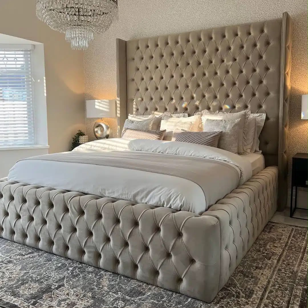 2026 Milan bed frame with chesterfield side optional storage